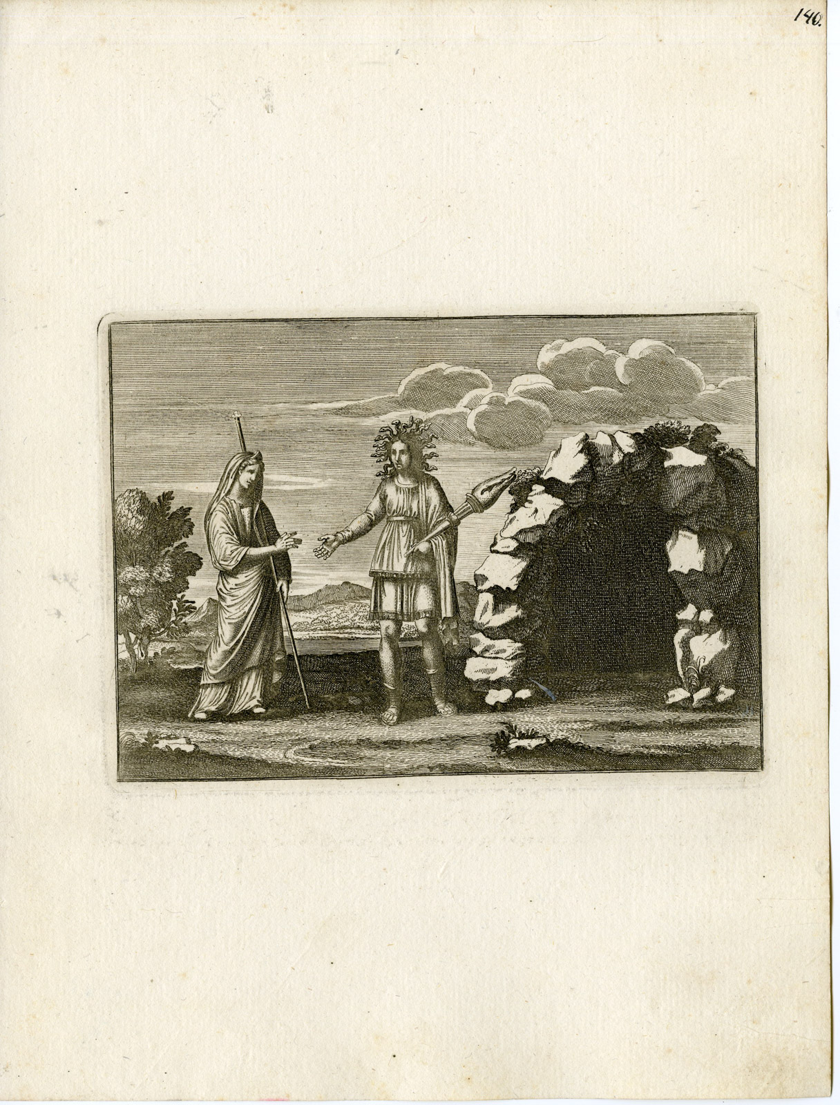, Antique Print-MEDUSA-SNAKE-GRECO ROMAN MYTHOLOGY-PL. 140-Bartoli-anonymous-1782, Pictura Antique Prints