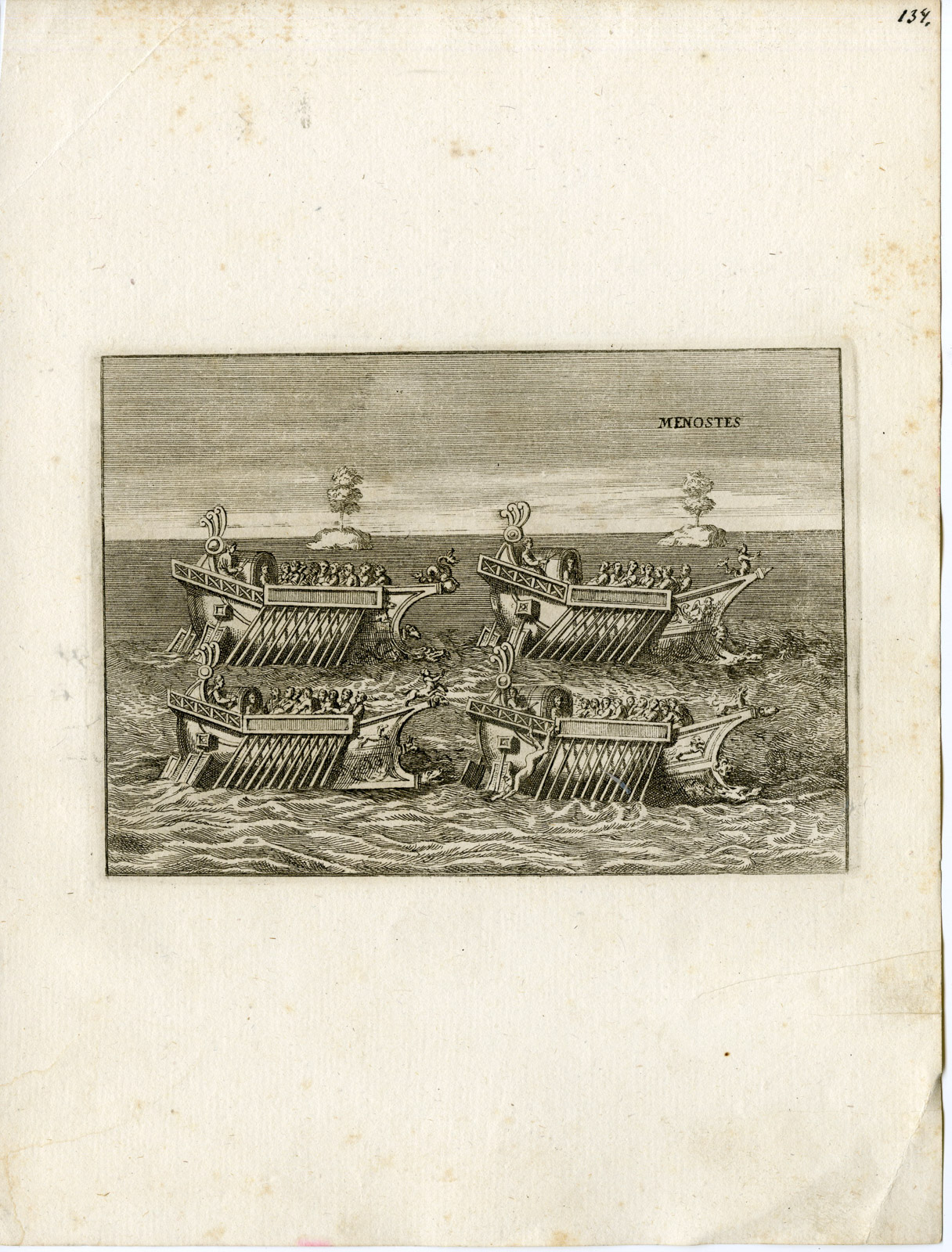, Antique Print-GALLEY-SHIP-GRECO ROMAN MYTHOLOGY-PL. 134-Bartoli-anonymous-1782, Pictura Antique Prints