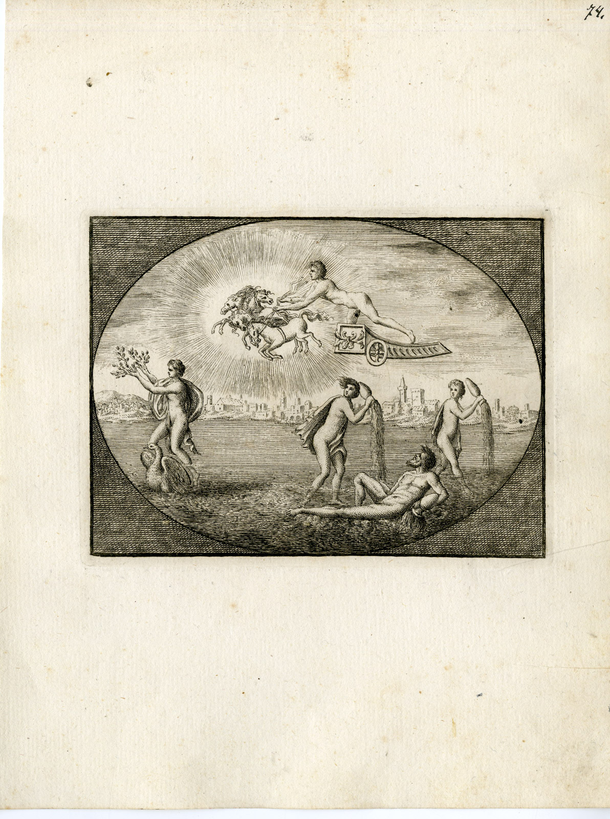 , Antique Print-SWAN-CHARIOT-GRECO ROMAN MYTHOLOGY-PL. 74-Bartoli-anonymous-1782, Pictura Antique Prints
