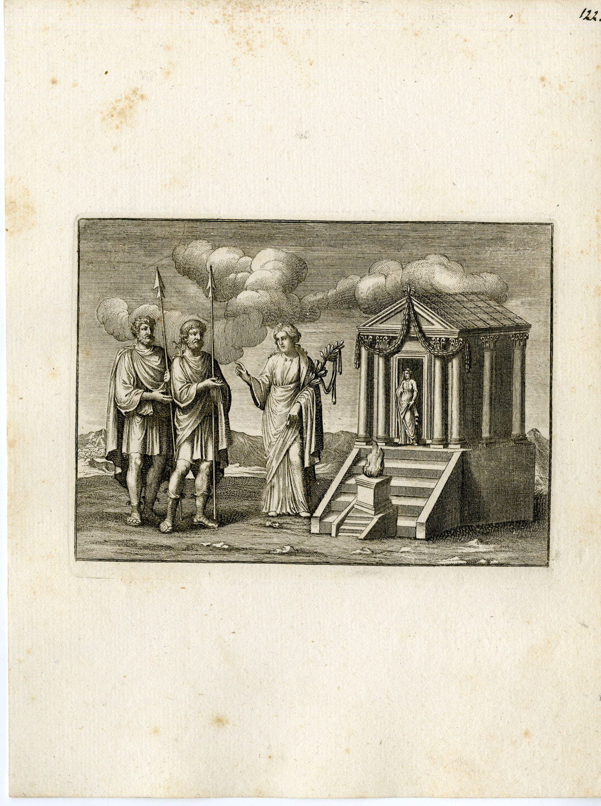 , Antique Print-TEMPLE-DEITY-GRECO ROMAN MYTHOLOGY-PL. 122-Bartoli-anonymous-1782, Pictura Antique Prints