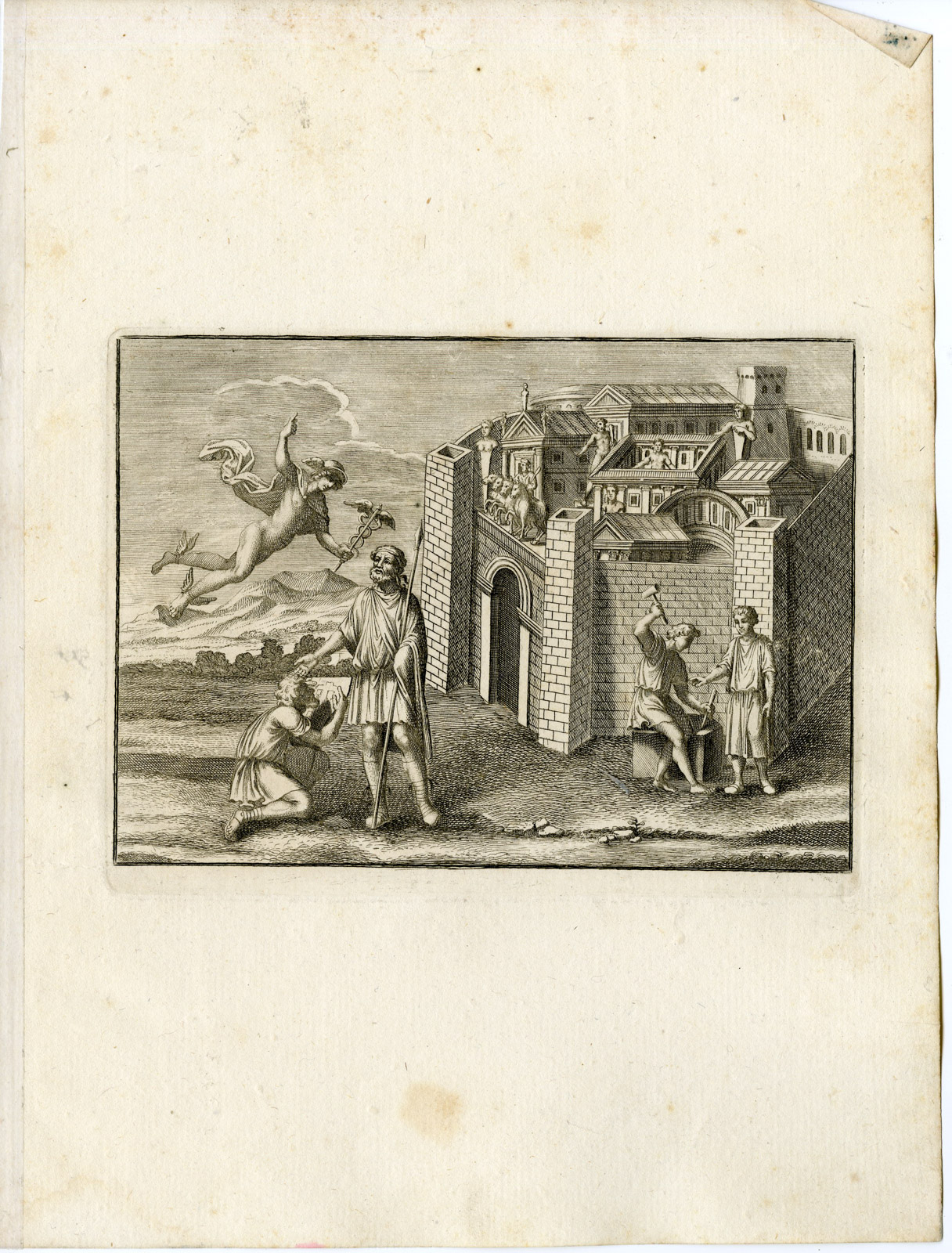 , Antique Print-MERCURY-CITY-GRECO ROMAN MYTHOLOGY-PL. 37-Bartoli-anonymous-1782, Pictura Antique Prints