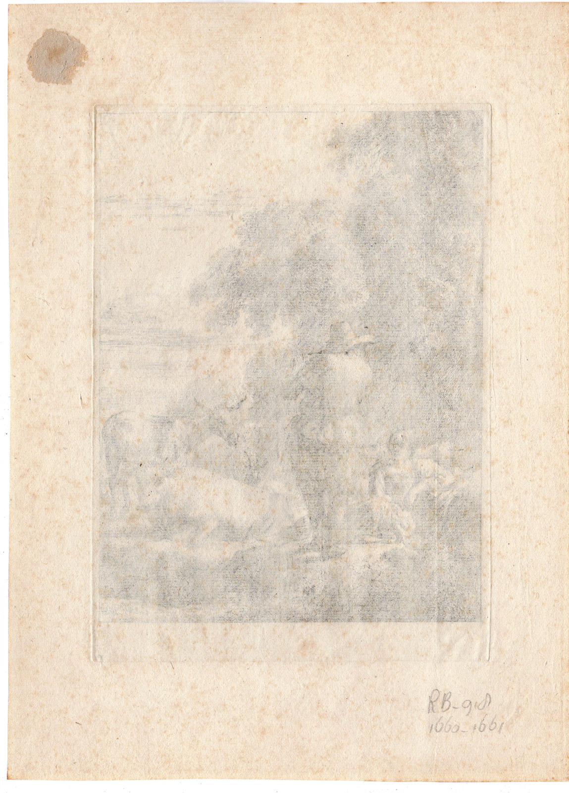 , Antique Master Print-SHEPHERD-GIRL-FLUTE-GOAT-COW-LANDSCAPE-Berchem-1644, Pictura Antique Prints
