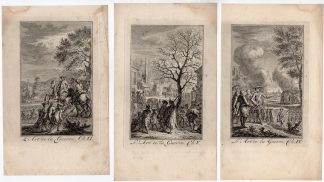 3 Antique Prints-WAR-VICTORY-SOLDIERS-ART OF WARFARE-Fokke-Mallet-1696
