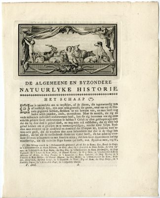 Antique Print-TITLE VIGNETTE-DOMESTICATED ANIMALS-DOG-SHEEP-CAT-Buffon-1775