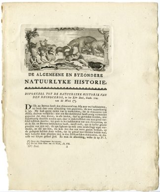 Antique Print-TITLE VIGNETTE-RHINOCEROS-HIPPOPOTAMUS-ZEBRA-Anonymous-Buffon-1785