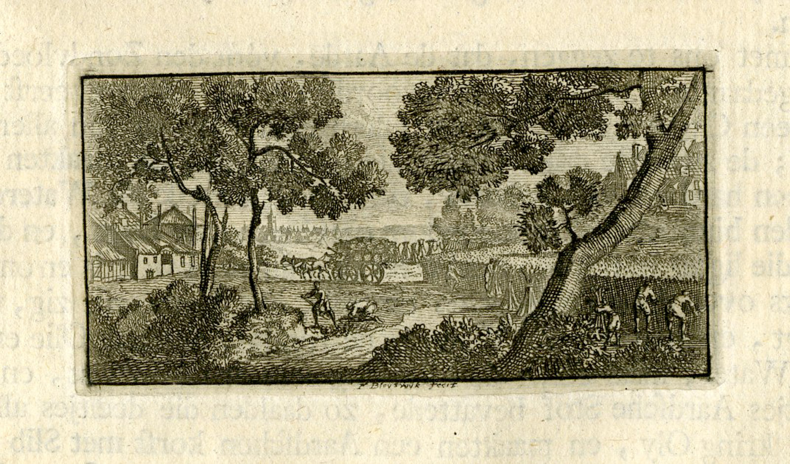 , Antique Print-VIGNETTE-LANDSCAPE-HARVESTING WHEAT-Buffon-Bleyswijk-1773, Pictura Antique Prints
