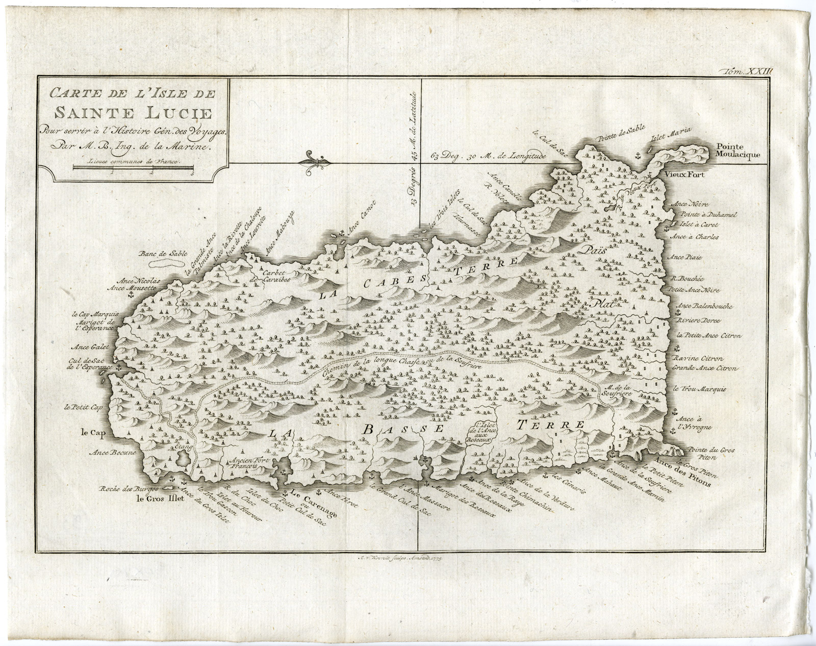 , Antique Print-SAINT LUCIA-CARIBBEAN-Bellin-Prevost-1777, Pictura Antique Prints