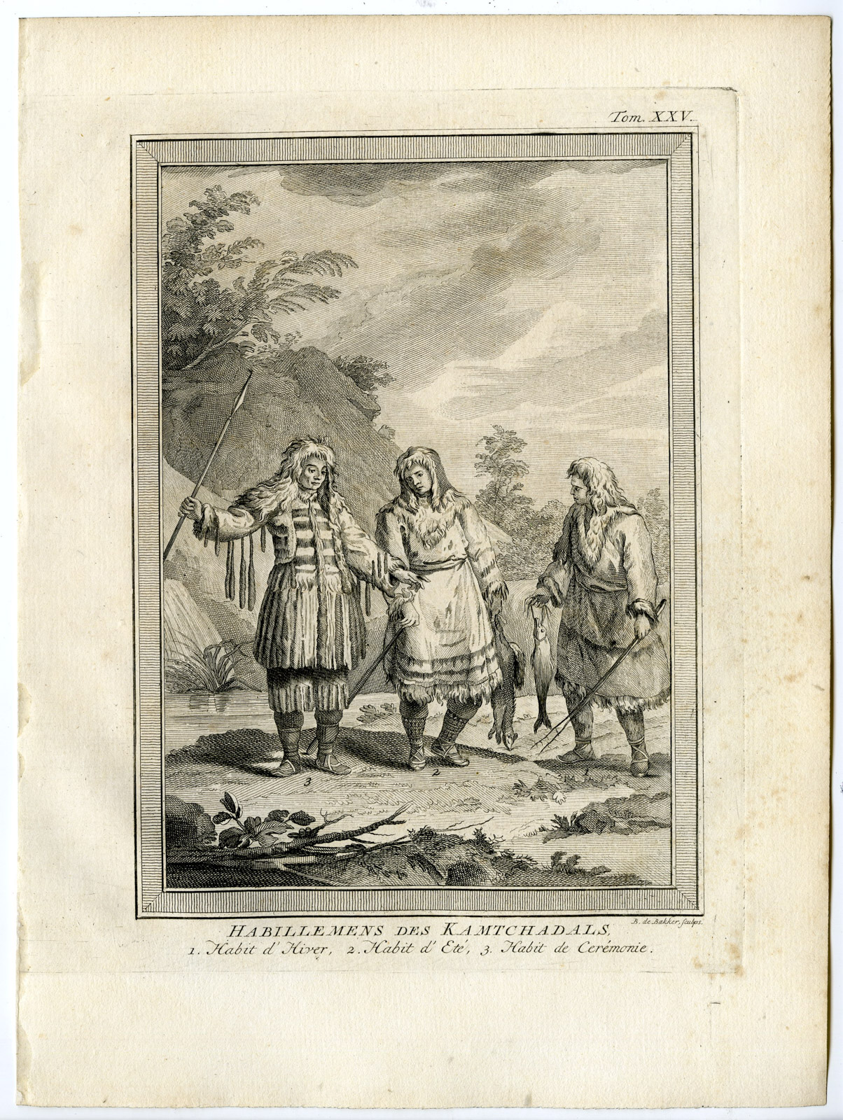 , Antique Print-KAMCHATKA PENINSULA-RUSSIA-COSTUME-MEN-de Bakker-Prevost-1777, Pictura Antique Prints