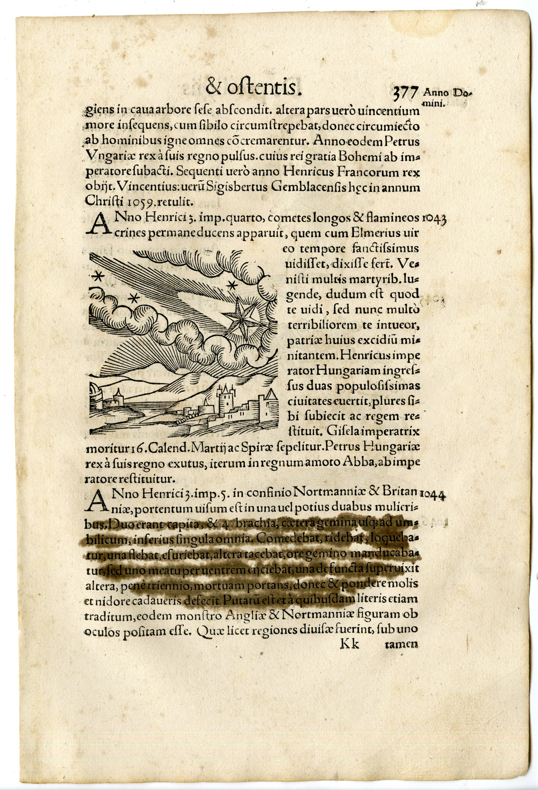 , Rare Antique Print-DISASTER-SIAMESE TWIN-DEMON-HORSE-COMET-Lycosthenes-1557, Pictura Antique Prints