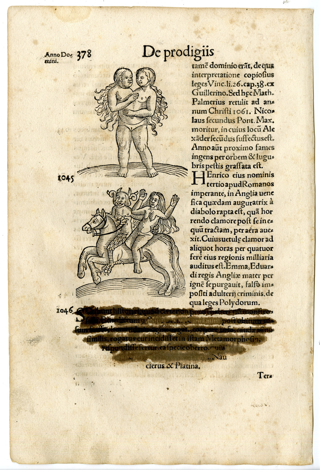 , Rare Antique Print-DISASTER-SIAMESE TWIN-DEMON-HORSE-COMET-Lycosthenes-1557, Pictura Antique Prints