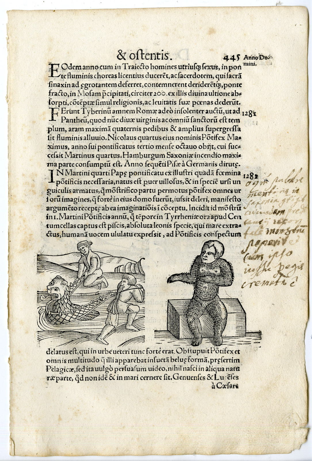 , Rare Antique Print-HAIRY CREATURE-TIBER-ITALY-EARTHQUAKE-COMET-Lycosthenes-1557, Pictura Antique Prints