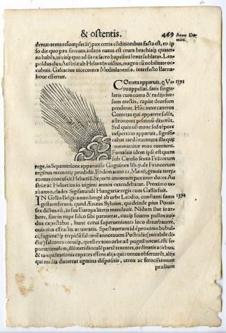 Rare Antique Print-COMET-RAVENS AND FALCONS ATTACKING-Lycosthenes-1557