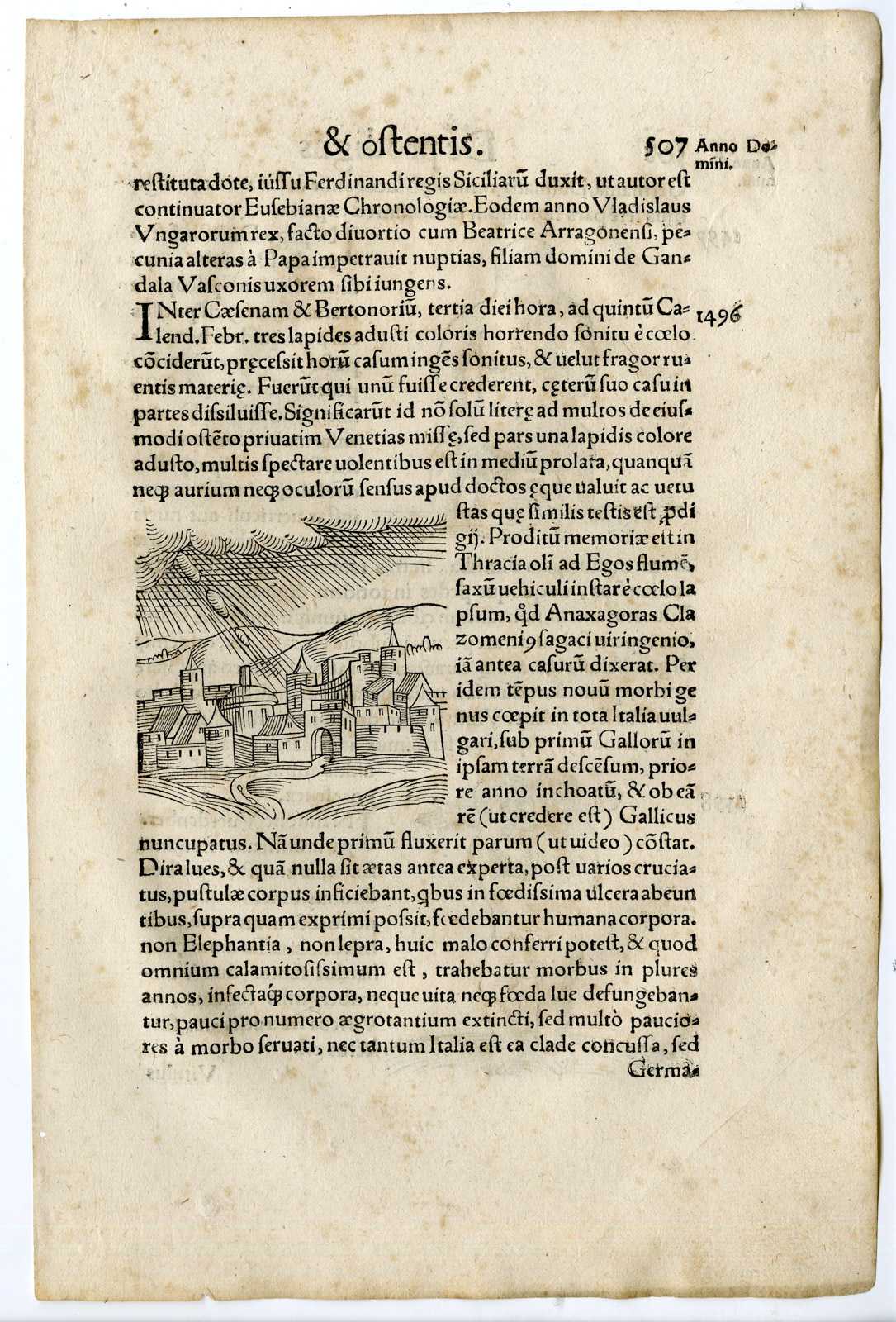 , Rare Antique Print-METEORITE-ITALY-SIAMESE TWIN-DEFORMITY-Lycosthenes-1557, Pictura Antique Prints