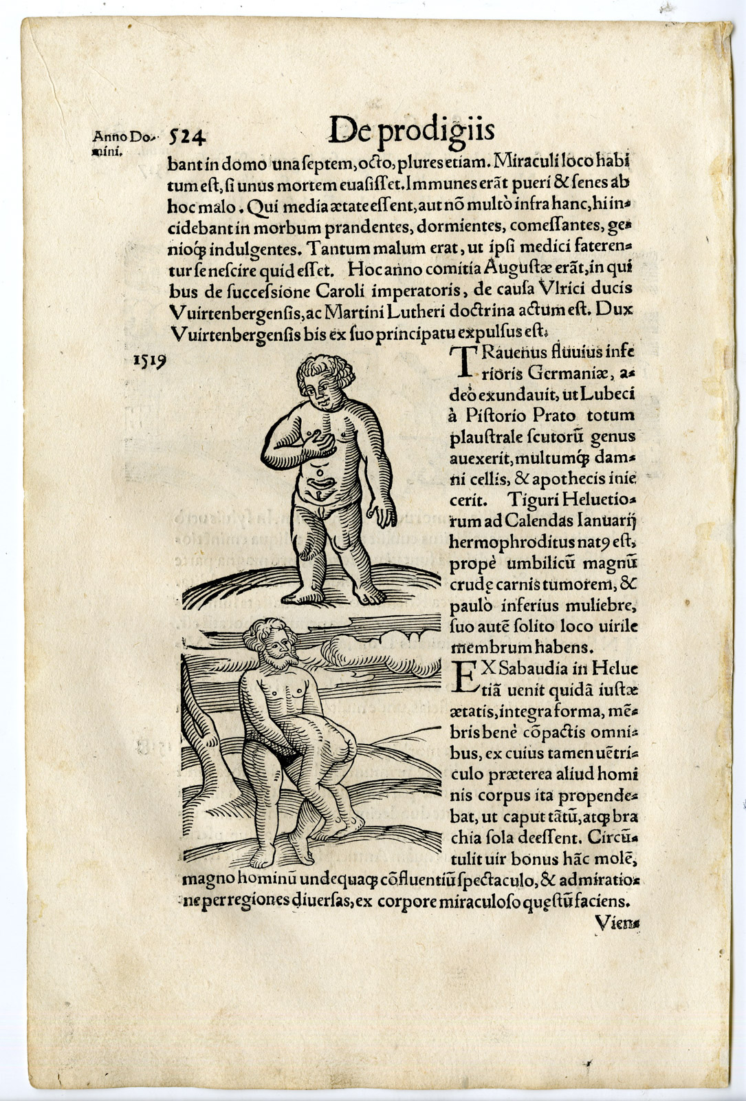 , Rare Antique Print-HERMAPHRODITE-EARTHQUAKE-DEFORMITY-Lycosthenes-1557, Pictura Antique Prints