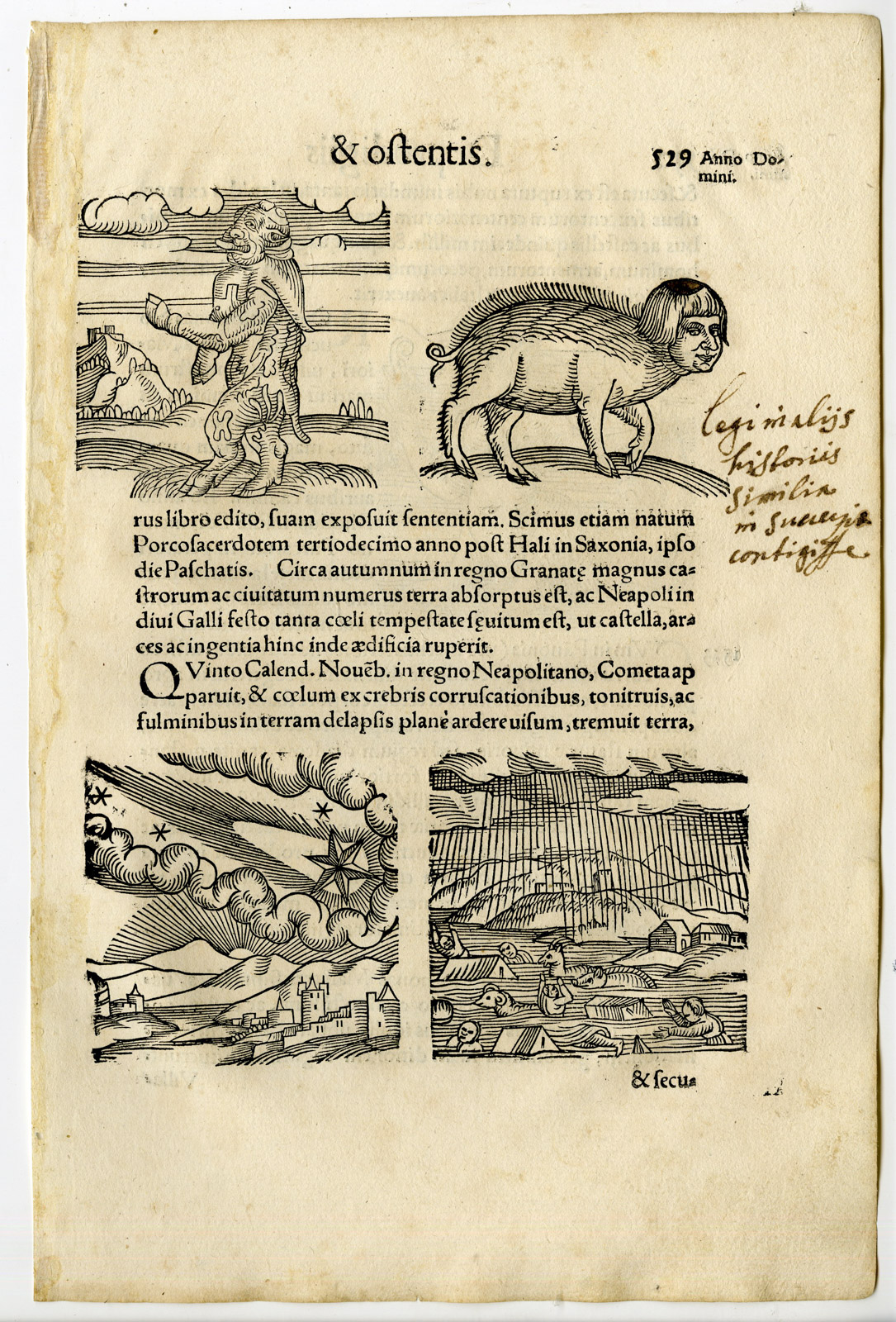 , Rare Antique Print-MONSTER-MERMAID-CREATURE-COMET-FLOOD-Lycosthenes-1557, Pictura Antique Prints