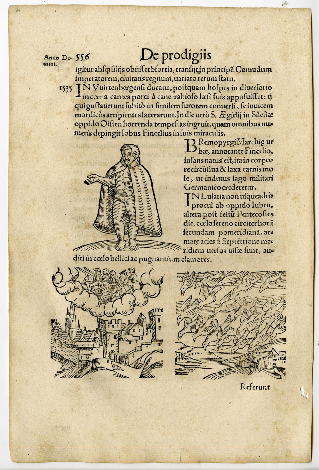, Rare Antique Print-FLOOD IN POLAND-DEMON-SOUNDS IN SKY-Lycosthenes-1557, Pictura Antique Prints