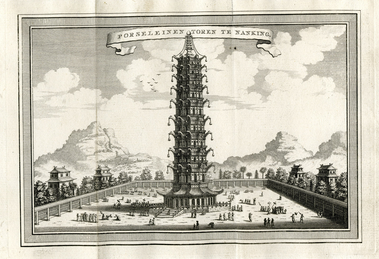 , Antique Print-NANJING-NANKING-CHINA-PORCELAIN TOWER-Anonymous-Prevost-1777, Pictura Antique Prints