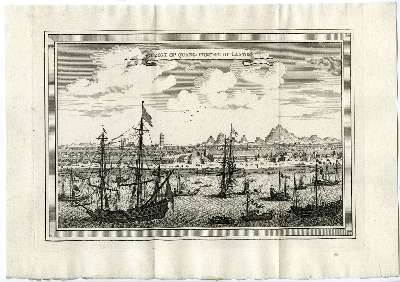 , Antique Print-CANTON-GUANGZHOU-CHINA-VOC SHIPS-Prevost-1777, Pictura Antique Prints