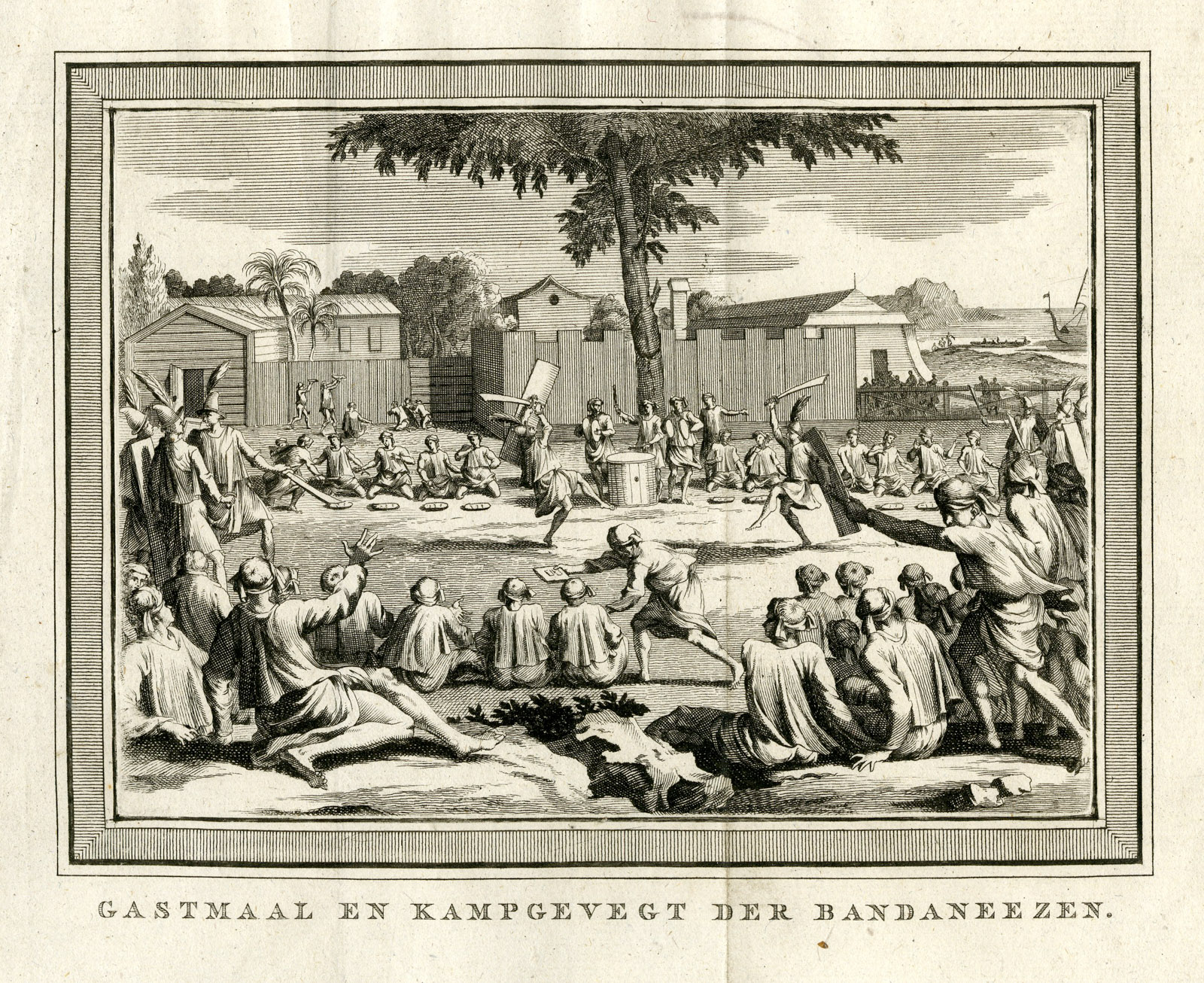, Antique Print-BANDA ISLANDS-INDONESIA-FEAST-FIGHT-VOC-Prevost-1777, Pictura Antique Prints