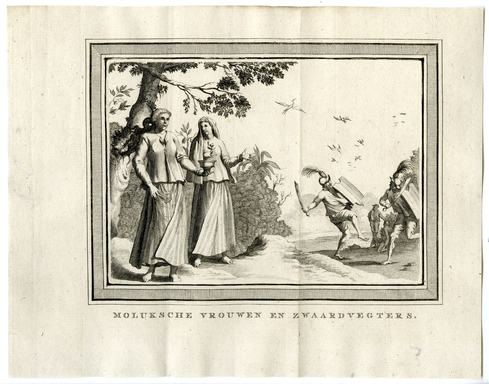 , Antique Print-MOLUCCAS-MALUKU WOMEN-SWORD FIGHTERS-VOC-Prevost-1777, Pictura Antique Prints