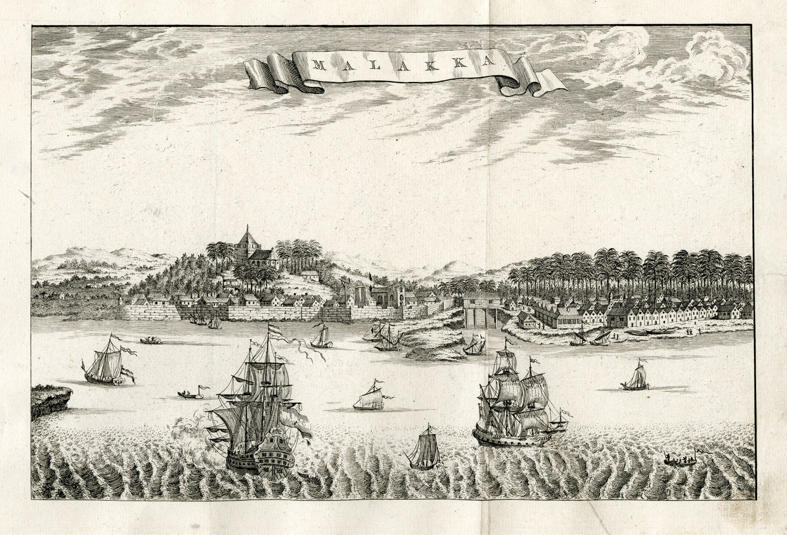 , Antique Print-VOC-MALACCA-MALAYSIA-MALAKKA-SHIPS-Prevost-1777, Pictura Antique Prints