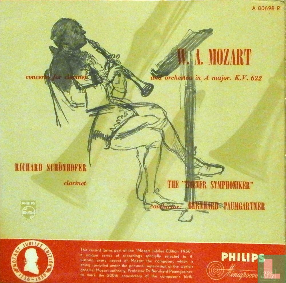 , Unique-Antique Drawing-CLARINET PLAYER-MOZART-MUSIC-D.B.-1960, Pictura Antique Prints
