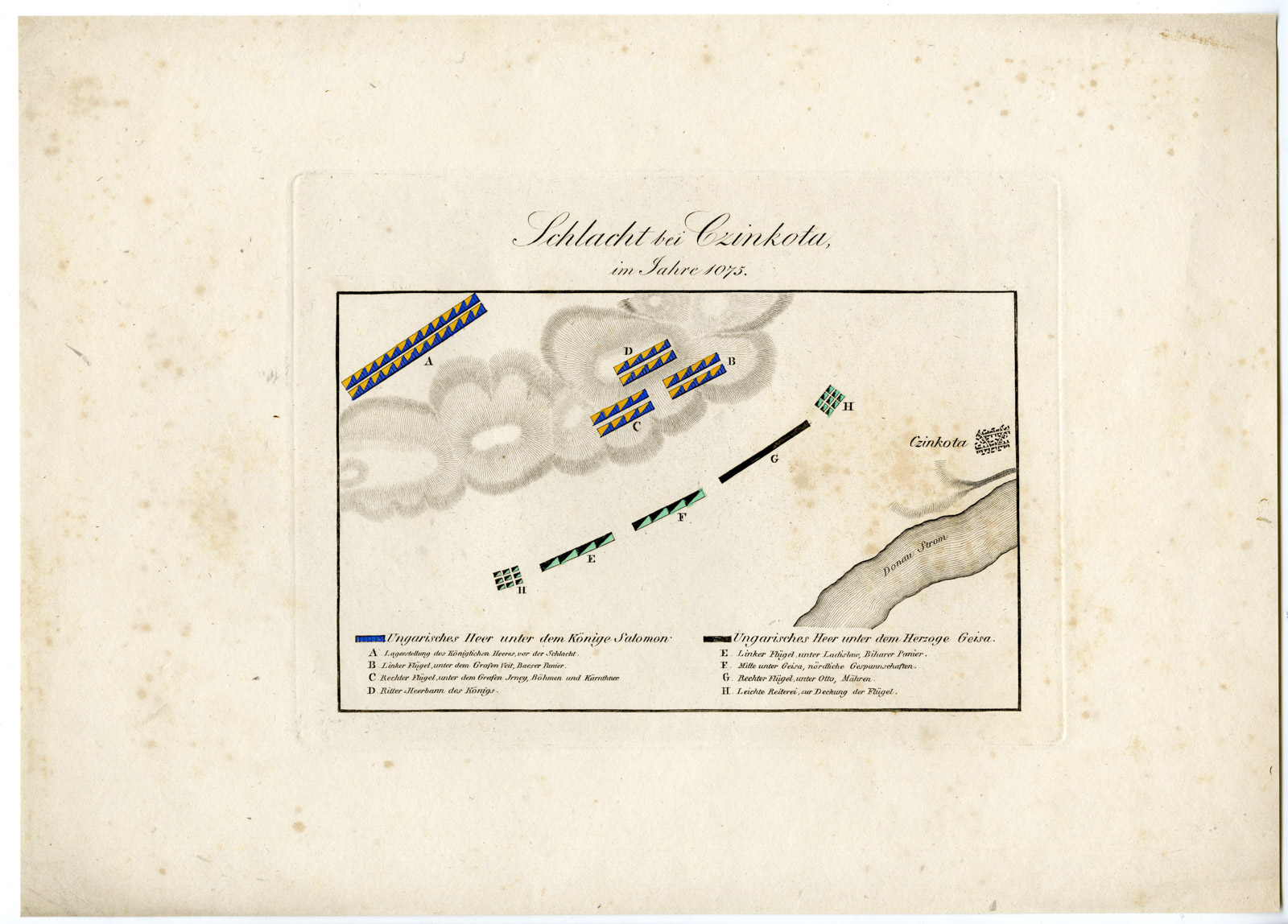 , Antique Map-BATTLE OF CZINKOTA-HUNGARY-ROMAN EMPIRE-von Rothenburg-1837, Pictura Antique Prints
