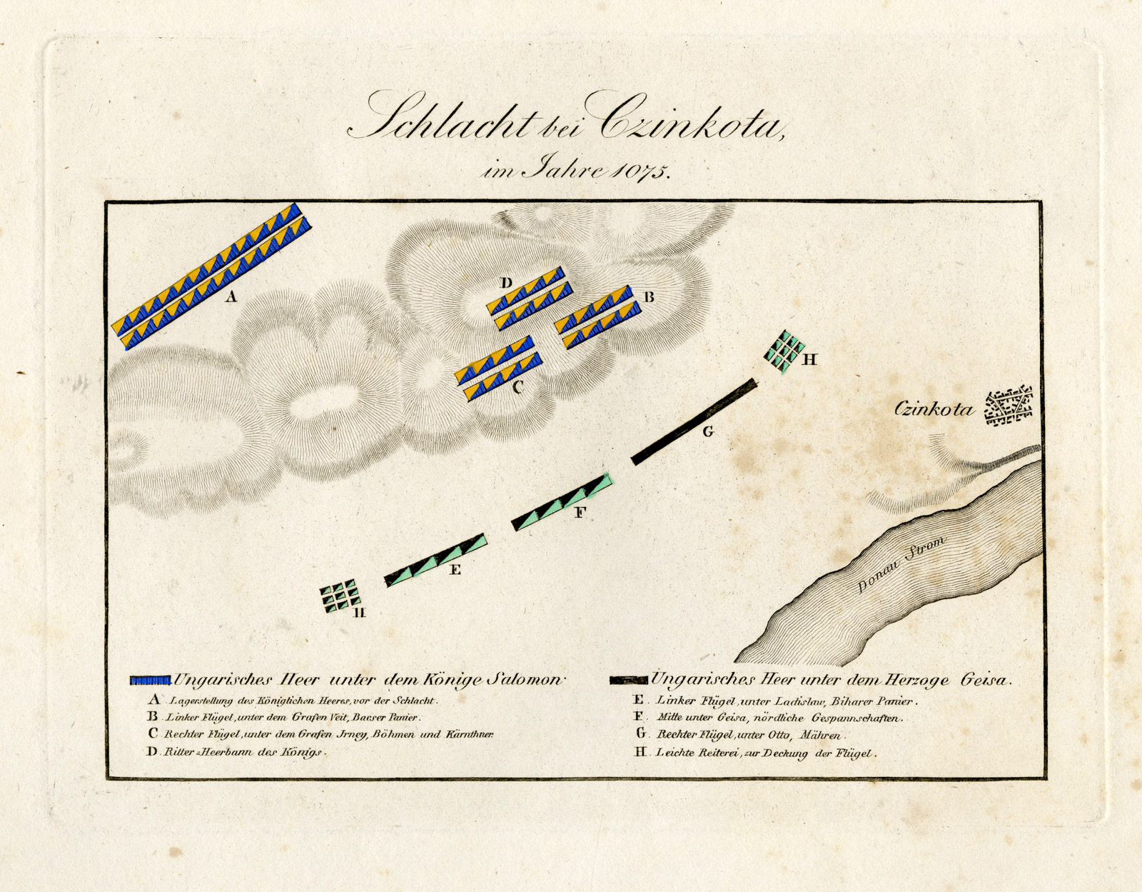 , Antique Map-BATTLE OF CZINKOTA-HUNGARY-ROMAN EMPIRE-von Rothenburg-1837, Pictura Antique Prints