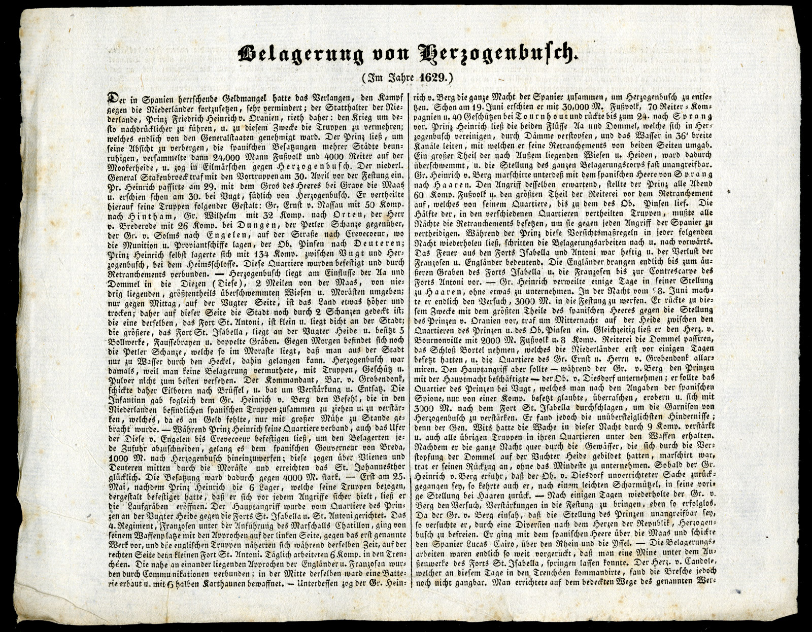 , Antique Map-SIEGE OF `S-HERTOGENBOSCH-80 YEARS WAR-von Rothenburg-1837, Pictura Antique Prints