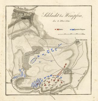 Antique Map-BATTLE OF WIMPFEN-GERMANY-30 YEARS` WAR-Biller-von Rothenburg-1837