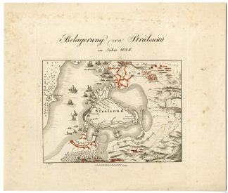 Antique Map-SIEGE OF STRALSUND-GERMANY-30 YEARS' WAR-Biller-von Rothenburg-1837