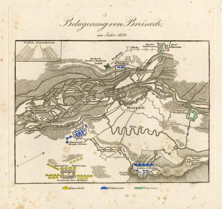Antique Map-BATTLE OF BREISACH-GERMANY-30 YEARS' WAR-Biller-von Rothenburg-1837
