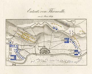 Antique Map-RELIEF OF THIONVILLE-FRANCE-30 YEARS' WAR-von Rothenburg-1837