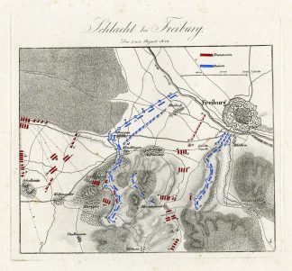 Antique Map-BATTLE OF FREIBURG-30 YEARS' WAR-GERMANY-von Rothenburg-1837
