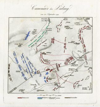 Antique Map-BATTLE OF VALMY-CANNONADE-FRANCE-von Rothenburg-1837