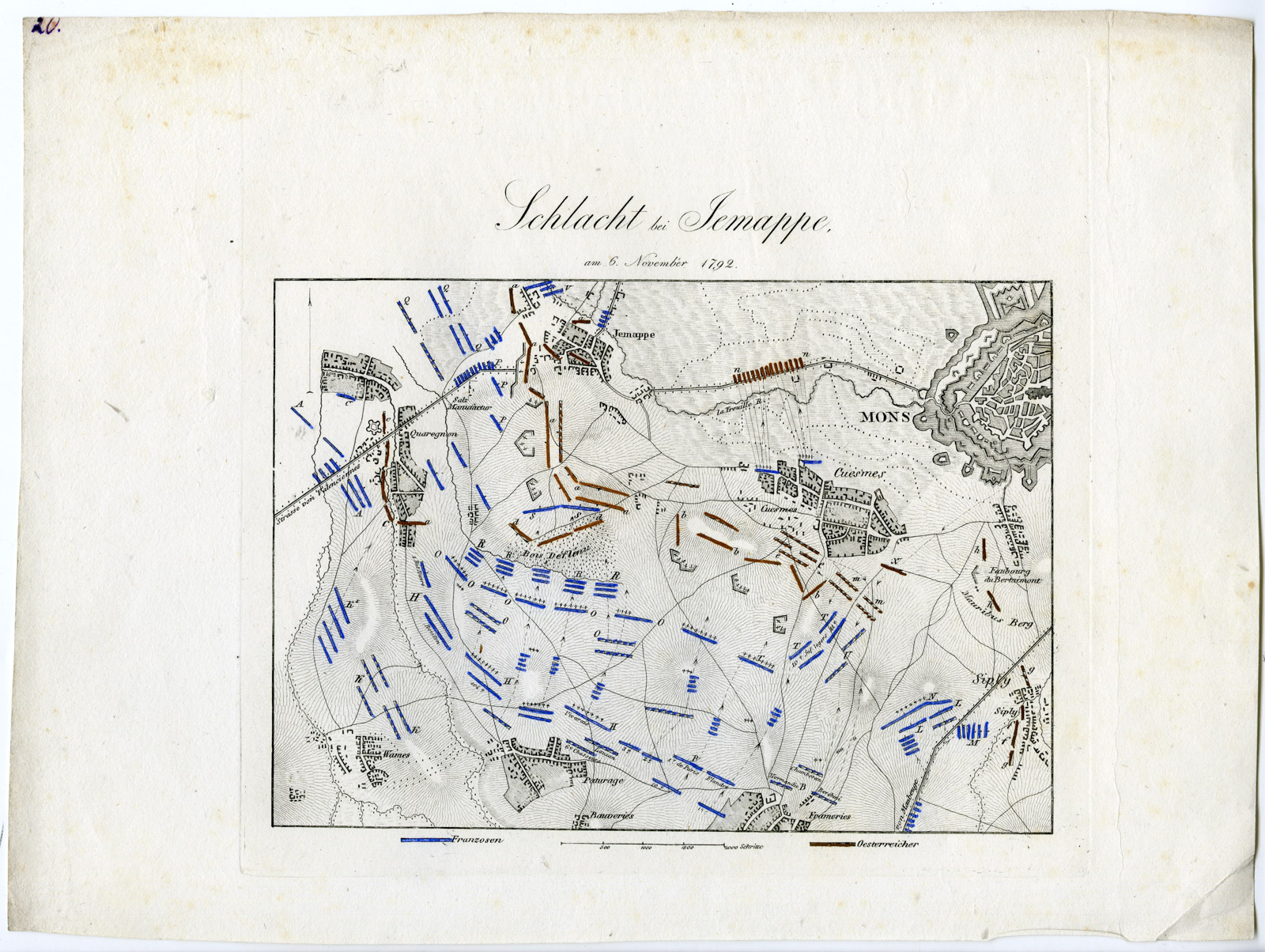 Pco 21435 416x313 Antique Map-BATTLE OF JEMAPPES-BELGIUM-von Rothenburg-1837 - Image 2