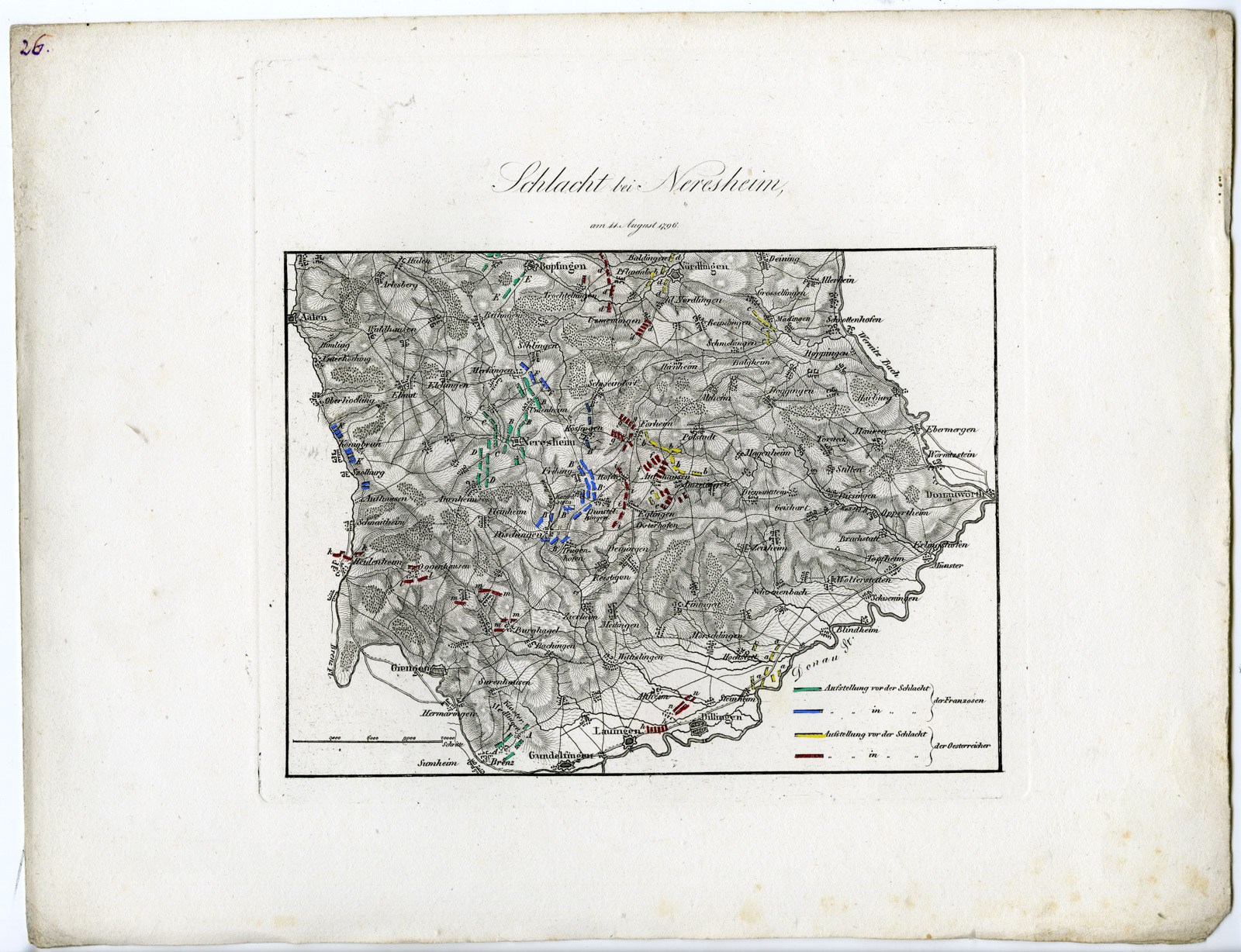 Pco 21459 416x319 Antique Map-BATTLE OF NERESHEIM-GERMANY-von Rothenburg-1837 - Image 2