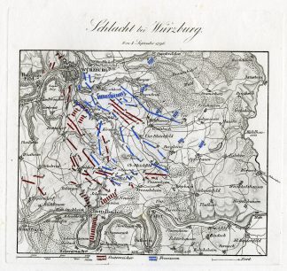 Antique Map-BATTLE OF WURZBURG-GERMANY-von Rothenburg-1837