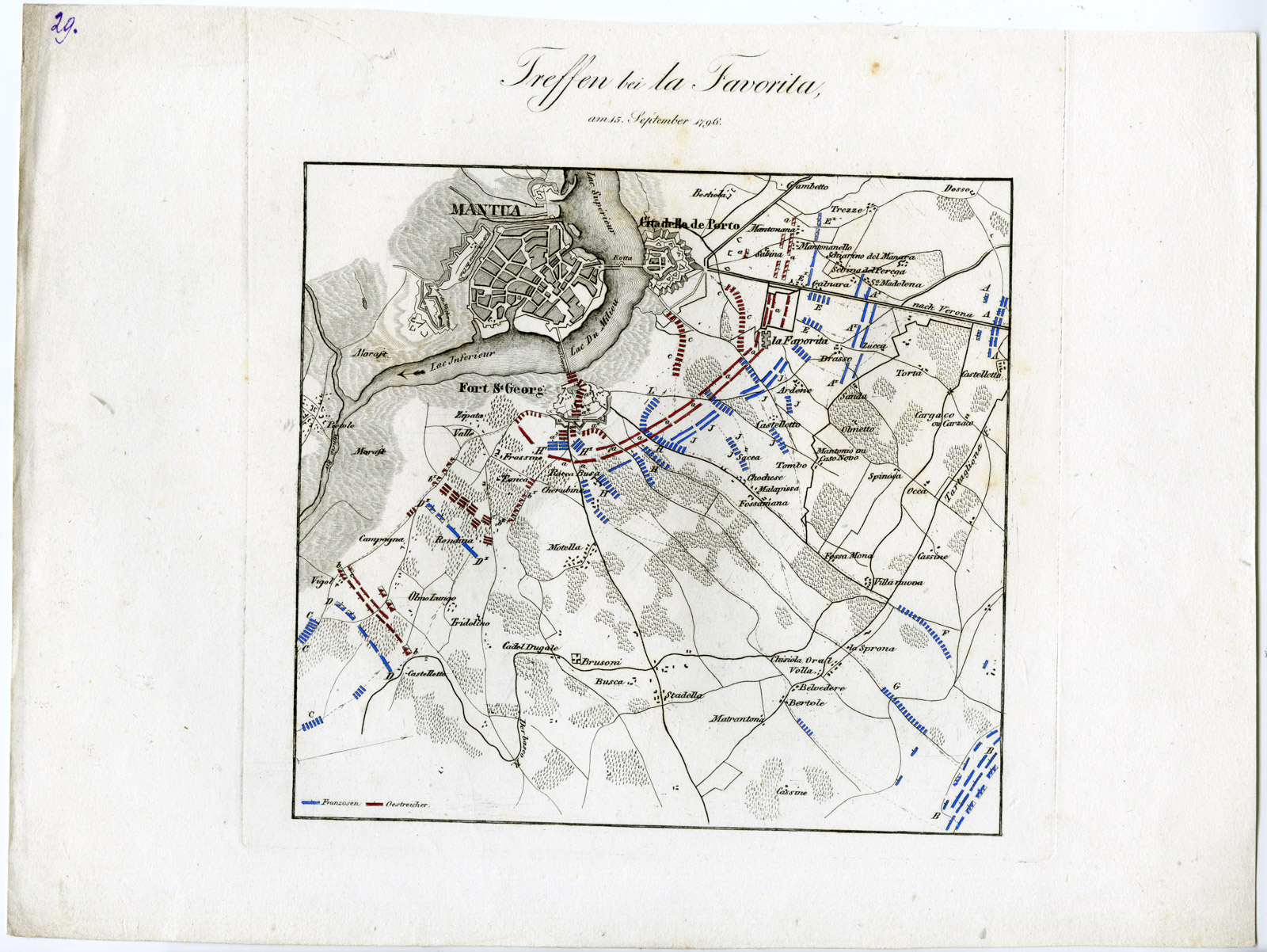 , Antique Map-BATTLE OF LA FAVORITA-ITALY-von Rothenburg-1837, Pictura Antique Prints