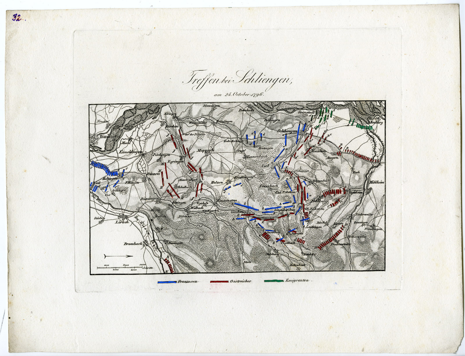 Pco 21482 416x319 Antique Map-BATTLE OF SCHLIENGEN-GERMANY-von Rothenburg-1837 - Image 2