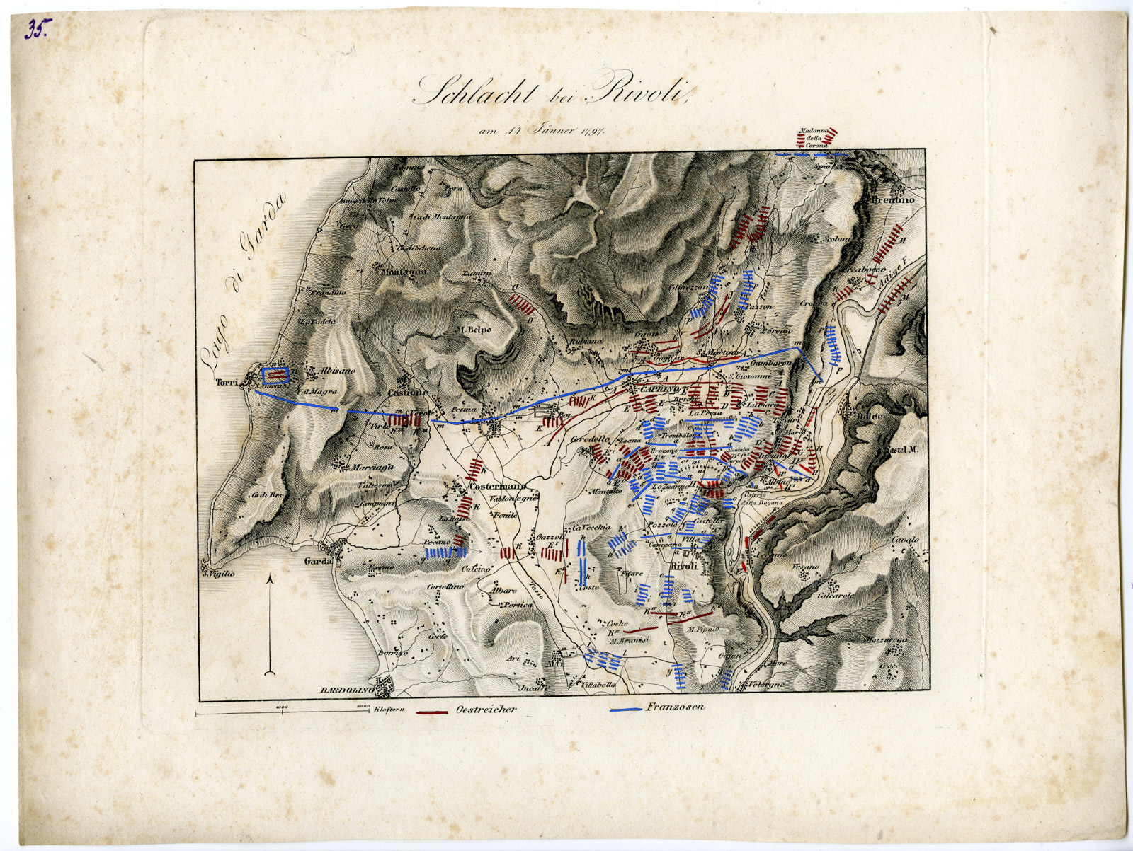 Pco 21494 416x313 Antique Map-BATTLE OF RIVOLI-ITALY-von Rothenburg-1837 - Image 2