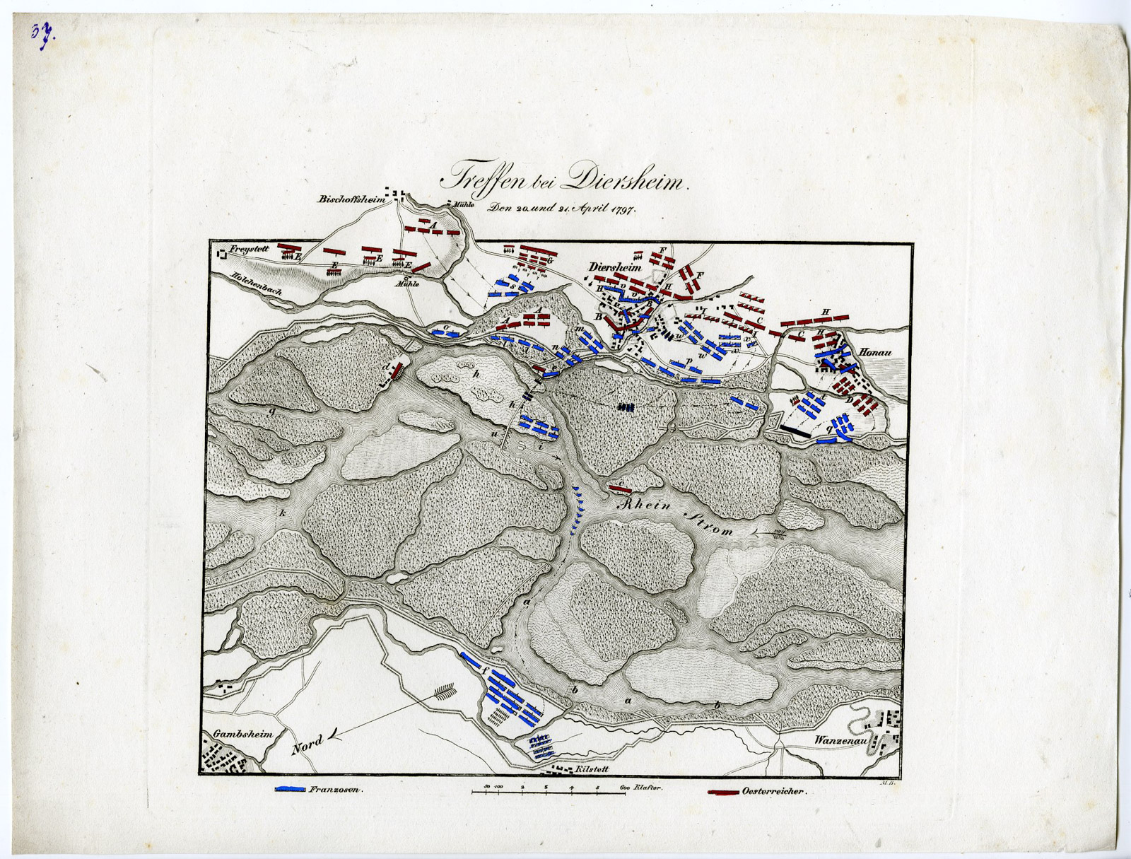 Pco 21504 416x316 Antique Map-BATTLE OF DIERSHEIM-GERMANY-von Rothenburg-1837 - Image 2