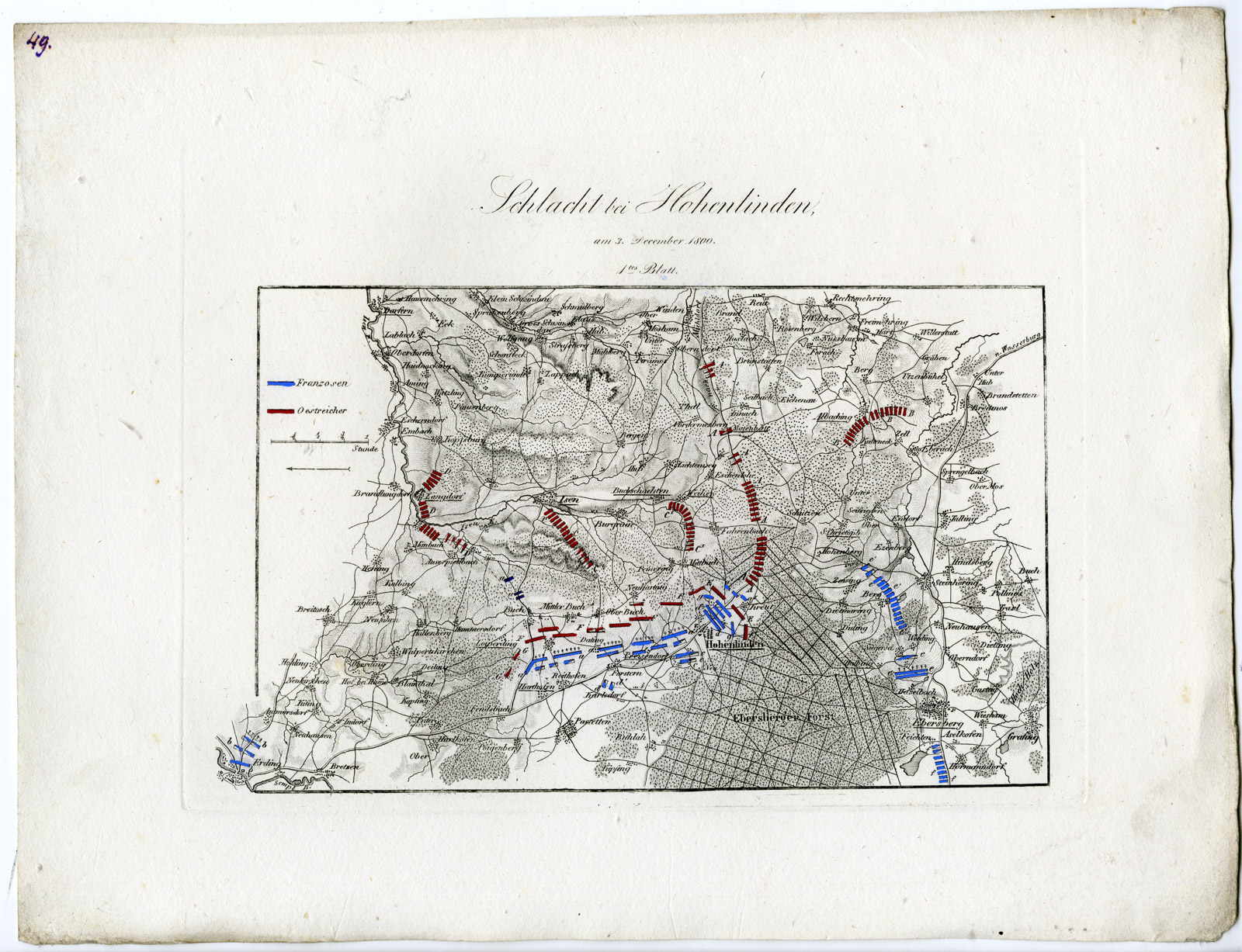 Pco 21632 416x319 Antique Map-BATTLE OF HOHENLINDEN-GERMANY-von Rothenburg-1837 - Image 2