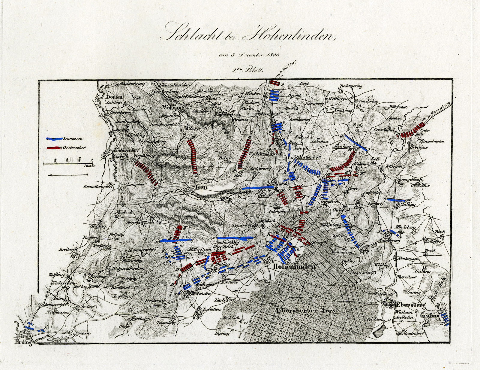 Pco 21633 416x320 Antique Map-BATTLE OF HOHENLINDEN-GERMANY-von Rothenburg-1837 - Image 3
