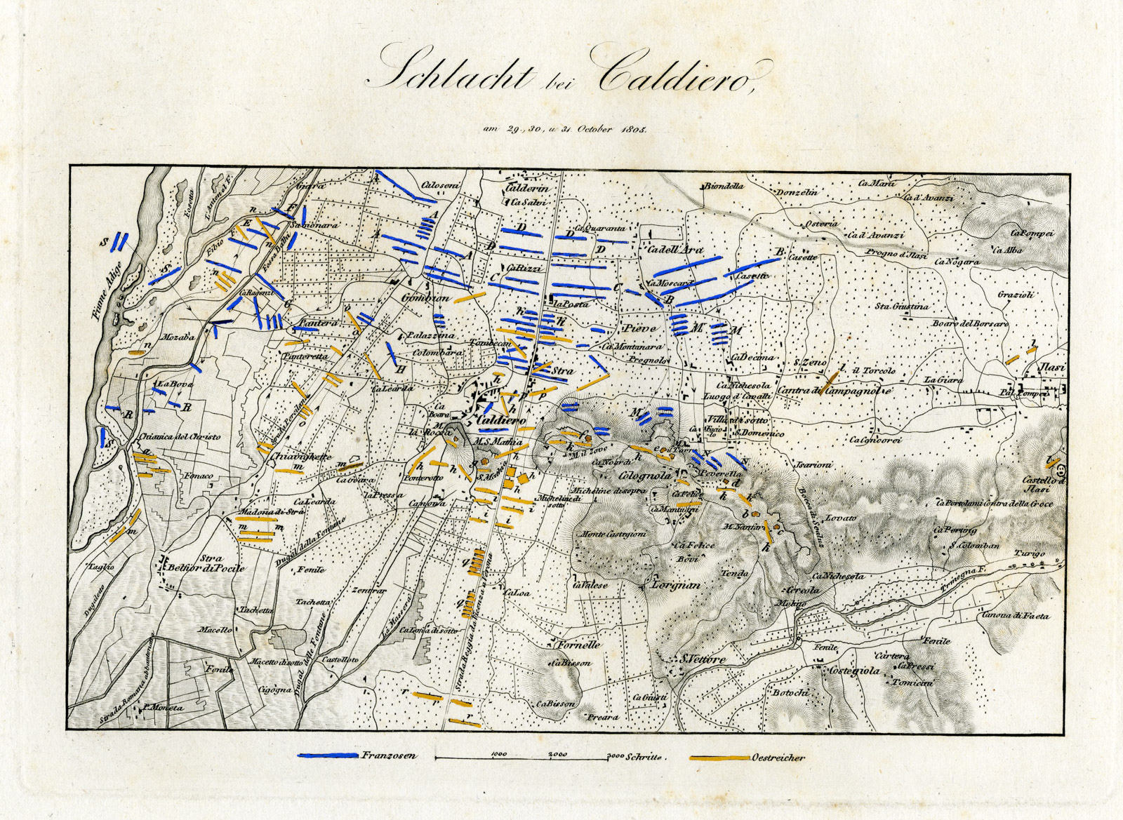 Pco 21639 416x304 Antique Map-BATTLE OF CALDIERO-ITALY-von Rothenburg-1837