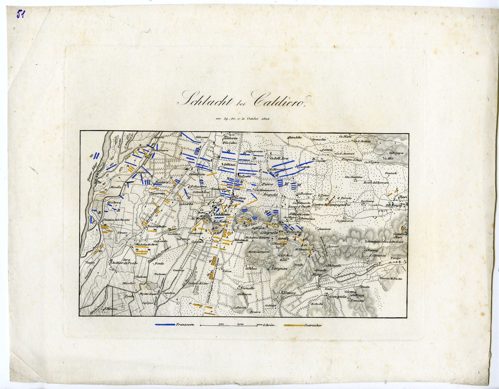 Pco 21640 416x325 Antique Map-BATTLE OF CALDIERO-ITALY-von Rothenburg-1837 - Image 2