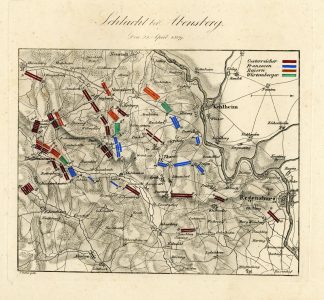 Antique Map-BATTLE OF ABENSBERG-GERMANY-Biller-von Rothenburg-1837