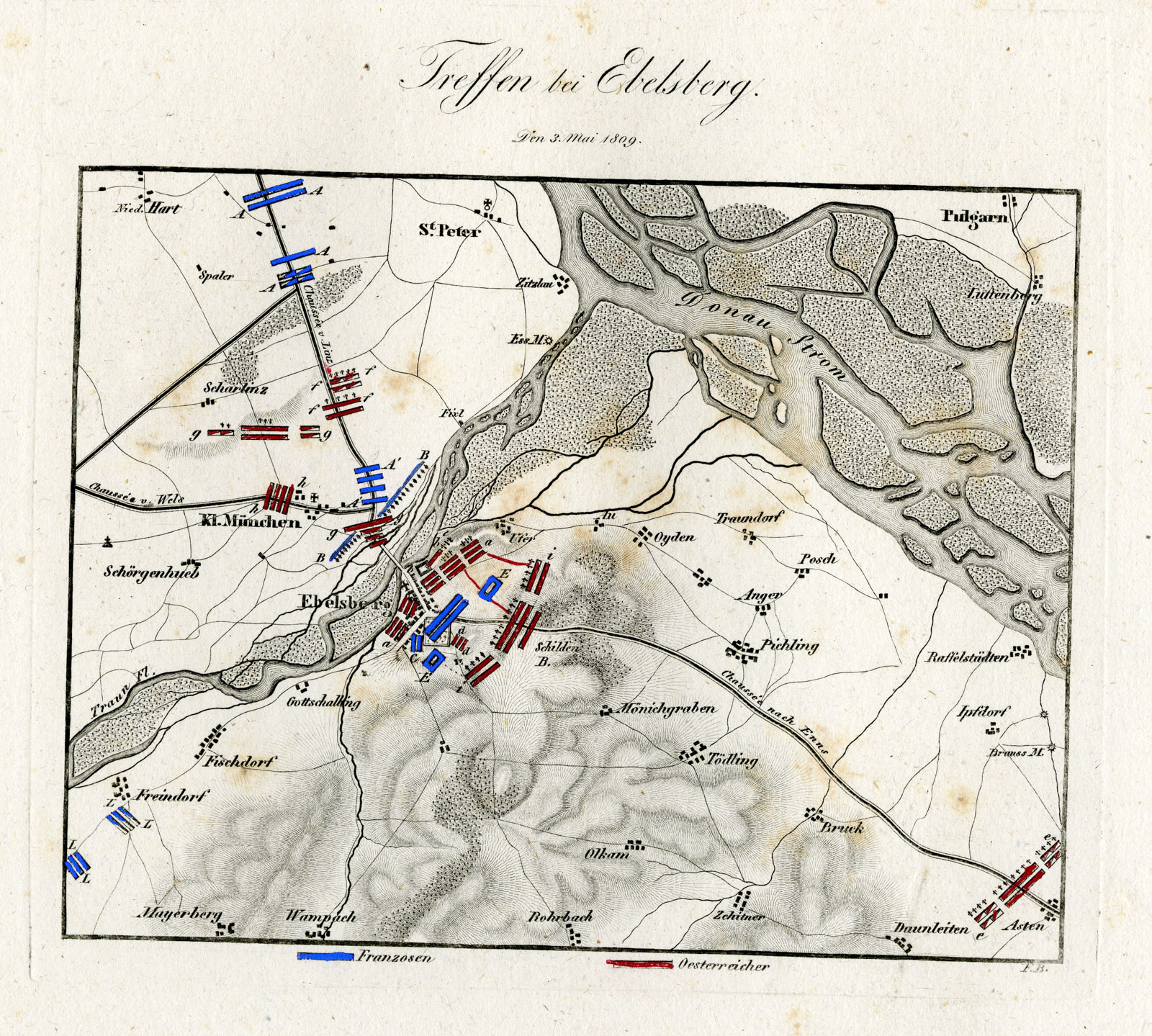 Pco 21709 416x374 Antique Map-BATTLE OF EBELSBERG-AUSTRIA-Biller-von Rothenburg-1837