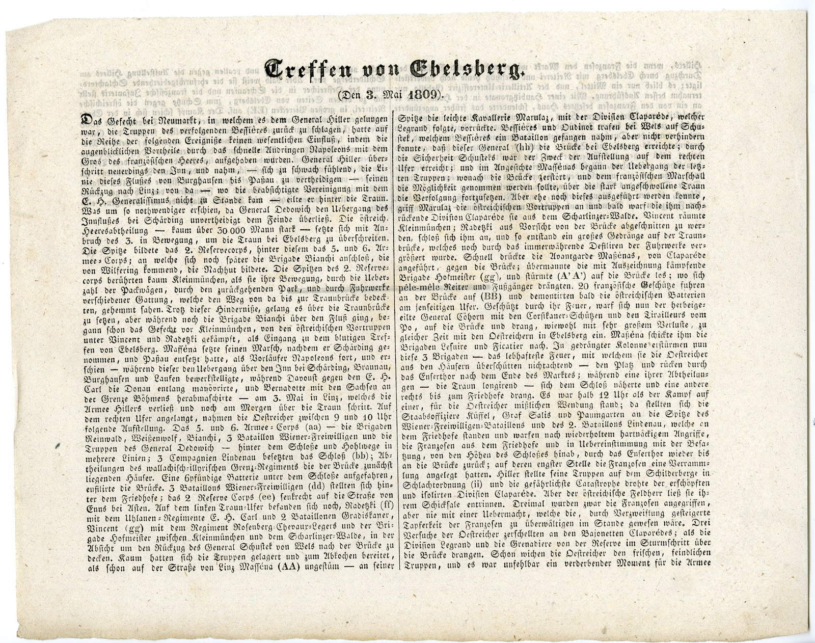 Pco 21711 416x328 Antique Map-BATTLE OF EBELSBERG-AUSTRIA-Biller-von Rothenburg-1837 - Image 3