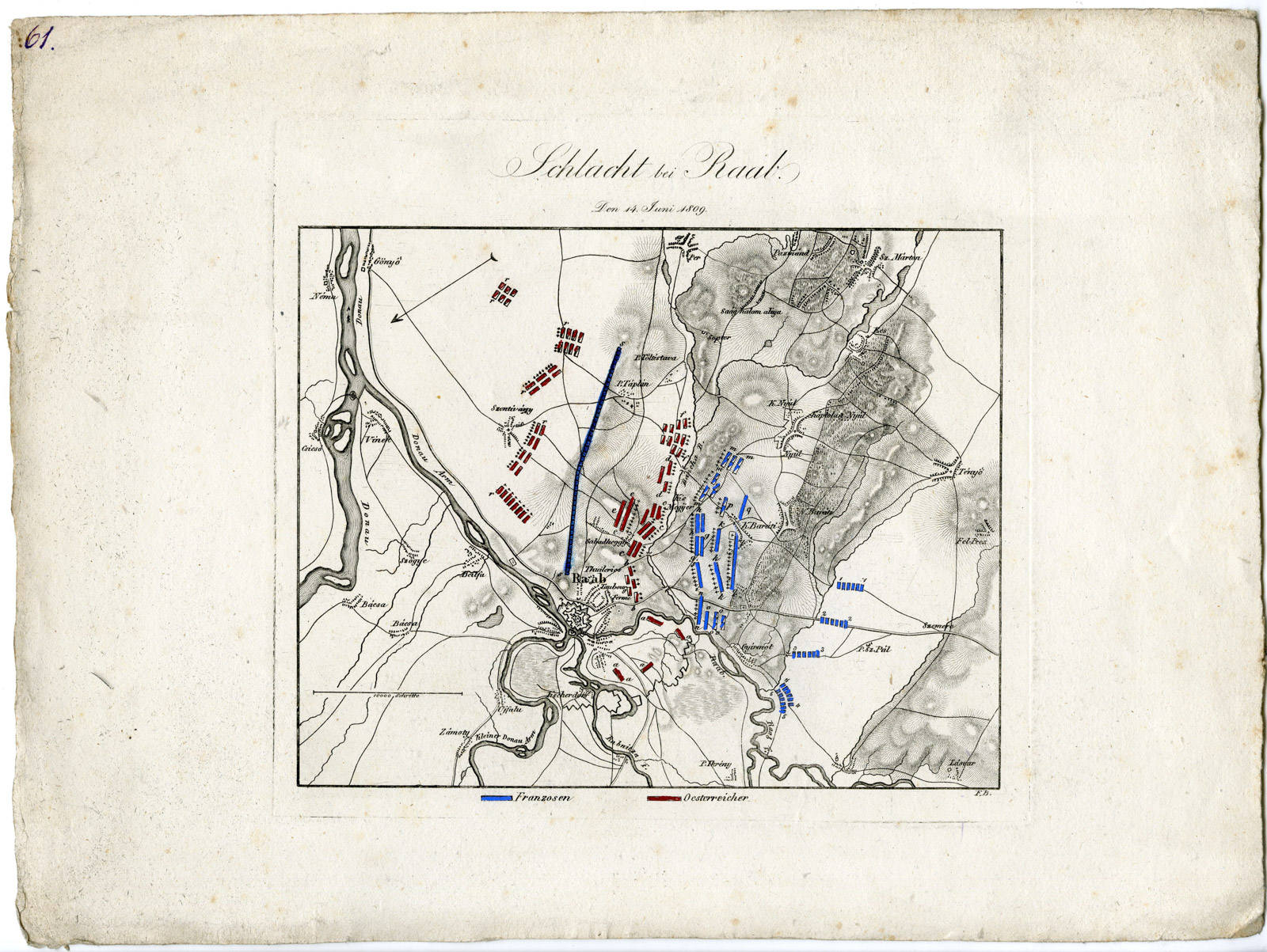 Antique Map-BATTLE OF RAAB-GYOR-HUNGARY-Biller-von Rothenburg-1837 - Image 2